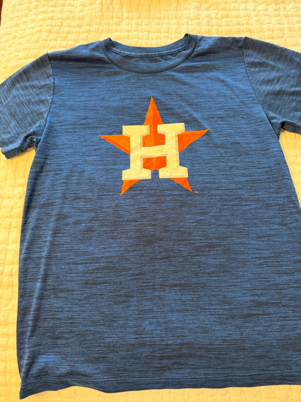 Stitches Blue Tee with Orange Star and White 'H' Logo